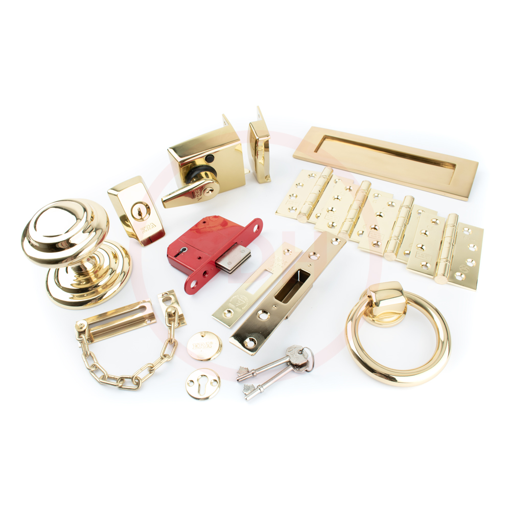 Dart Traditional Front Door Furniture & Lock Kit - Polished Brass